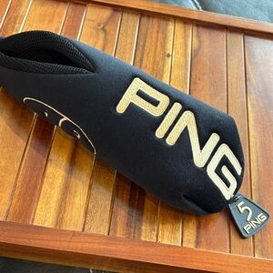 PING i3 Woods 17-4 STEEL 1 Wood Tag Head Cover Black Velvet Gold Embroidered